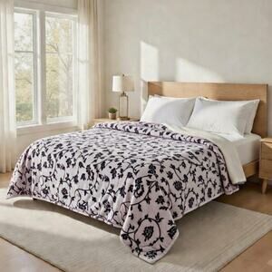 Cozy Queen Size Blanket - Plush & Warm with Vibrant Colors, Big Floral Brown